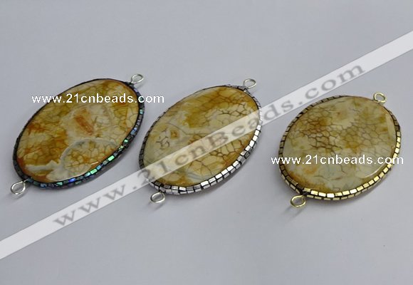 NGC1823 35*50mm oval agate gemstone connectors wholesale