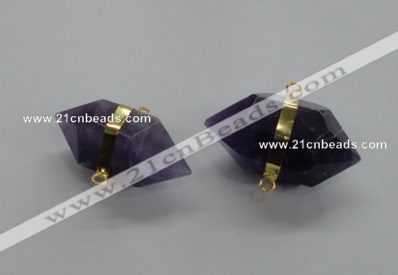 NGC262 18*30mm - 20*35mm faceted nuggets amethyst connectors