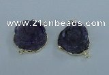 NGC289 23*25mm - 26*28mm carved flower agate gemstone connectors
