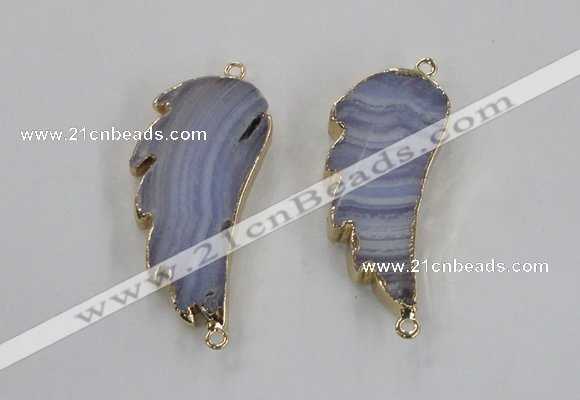 NGC322 16*35mm - 18*38mm wing-shaped agate gemstone connectors