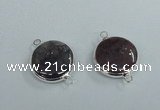 NGC385 18mm flat round agate gemstone connectors wholesale