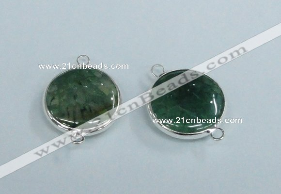 NGC388 18mm flat round agate gemstone connectors wholesale