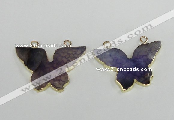 NGC407 30*40mm butterfly agate gemstone connectors wholesale