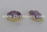 NGC472 20*30mm oval druzy agate gemstone connectors wholesale