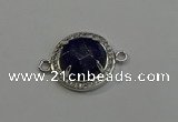 NGC5022 20mm flat round lapis lazuli with rhinestone connectors