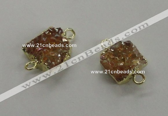 NGC506 8*10mm - 12*14mm freeform plated druzy agate connectors