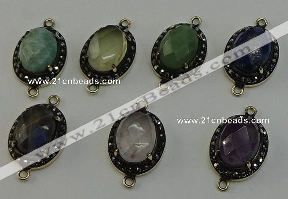NGC5137 16*20mm oval mixed gemstone connectors wholesale