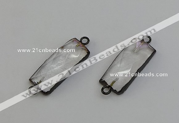 NGC5188 12*30mm - 15*30mm faceted rectangle white crystal connectors