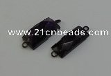 NGC5199 12*30mm - 15*30mm faceted rectangle amethyst connectors