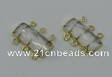 NGC5350 12*30mm - 15*30mm faceted rectangle white crystal connectors