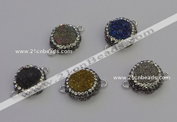NGC5468 14mm - 15mm flower plated druzy agate connectors wholesale