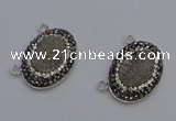 NGC5490 18*25mm oval plated druzy agate gemstone connectors