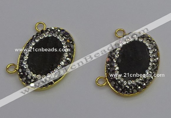 NGC5501 18*25mm oval plated druzy agate gemstone connectors