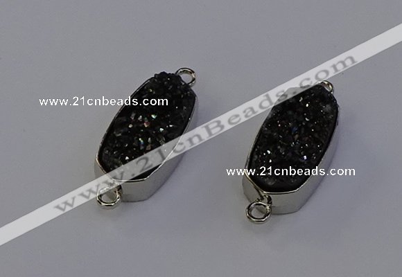 NGC5555 10*22mm - 12*25mm freeform plated druzy quartz connectors