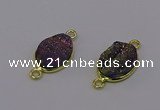 NGC5586 12*16mm oval plated druzy agate connectors wholesale