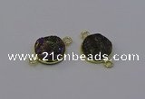 NGC5598 15mm - 16mm coin plated druzy agate connectors wholesale