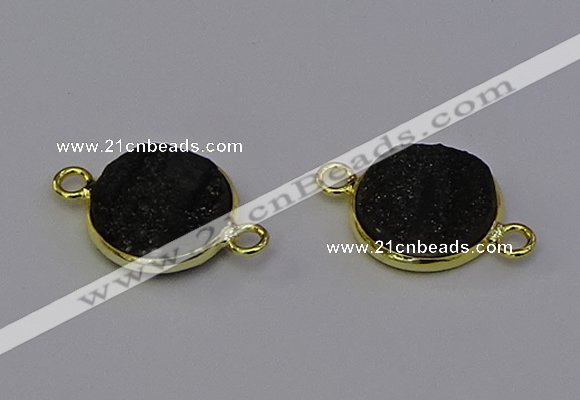 NGC5601 15mm - 16mm coin plated druzy agate connectors wholesale