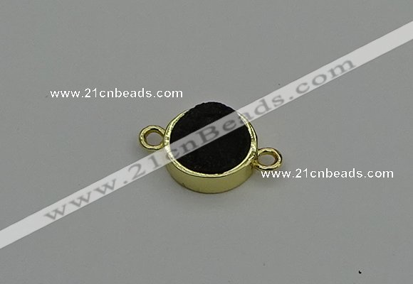 NGC5784 12mm coin plated druzy agate connectors wholesale