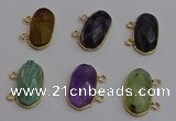 NGC5828 13*25mm faceted oval mixed gemstone connectors wholesale