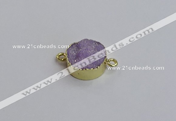 NGC5965 15mm coin plated druzy agate connectors wholesale