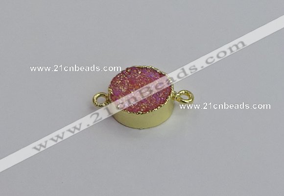 NGC5966 15mm coin plated druzy agate connectors wholesale