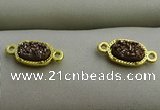 NGC6021 5*8mm oval plated druzy agate connectors wholesale