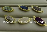 NGC6024 5*8mm oval plated druzy agate connectors wholesale