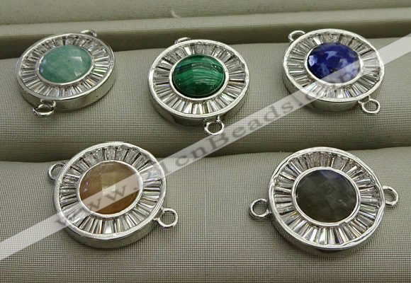 NGC6044 16mm coin mixed gemstone connectors wholesale