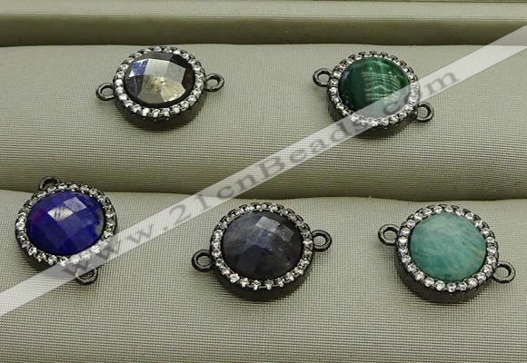 NGC6053 11mm coin mixed gemstone connectors wholesale
