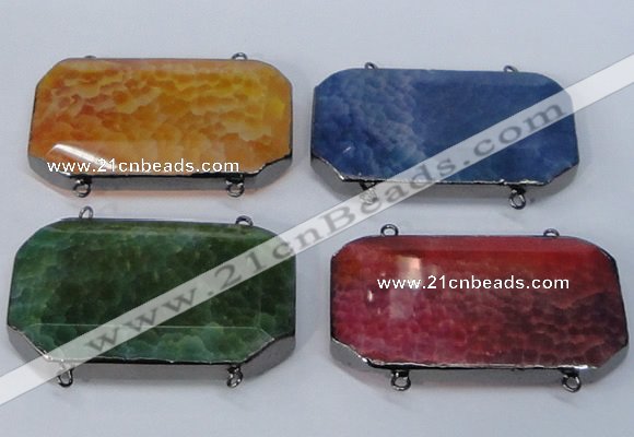 NGC976 35*55mm faceted octagonal agate connectors wholesale