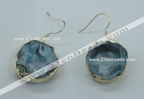 NGE07 20*25mm - 25*30mm freeform plated druzy agate earrings