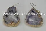 NGE29 30*35mm - 35*40mm freeform plated druzy agate earrings