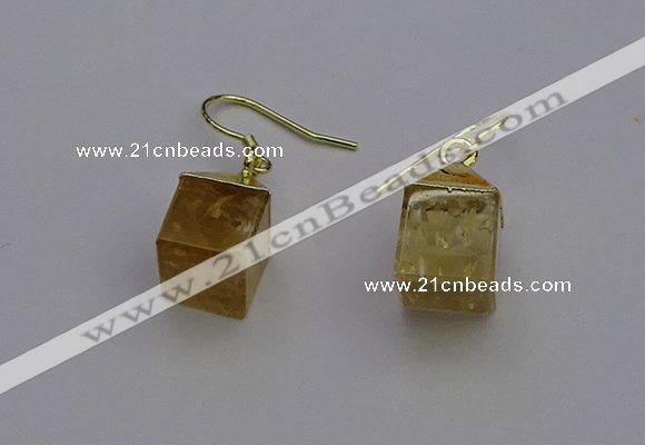 NGE5083 10*15mm cube citrine gemstone earrings wholesale