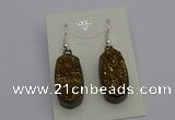 NGE5142 10*22mm - 12*25mm freeform plated druzy quartz earrings