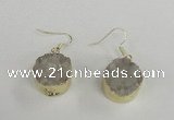 NGE70 18mm coin druzy agate gemstone earrings wholesale