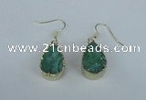NGE83 13*18mm teardrop druzy agate gemstone earrings wholesale