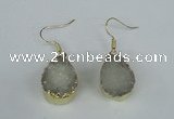NGE85 15*20mm teardrop druzy agate gemstone earrings wholesale
