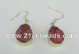 NGE86 15*20mm teardrop druzy agate gemstone earrings wholesale