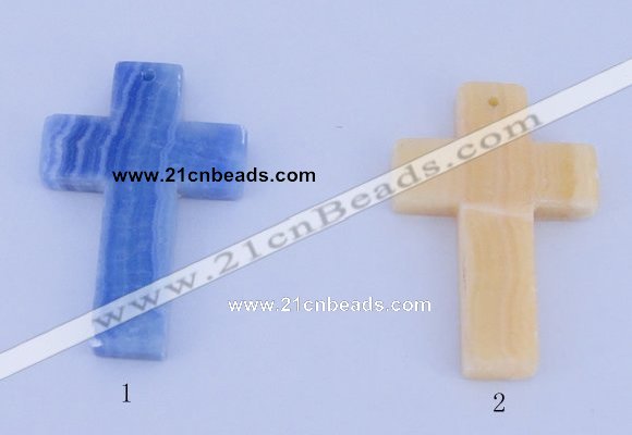 NGP06 5PCS 40*60mm cross blue lace agate pendants wholesale
