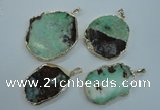 NGP1122 25*35 - 35*45mm freeform australia chrysoprase pendants with brass
