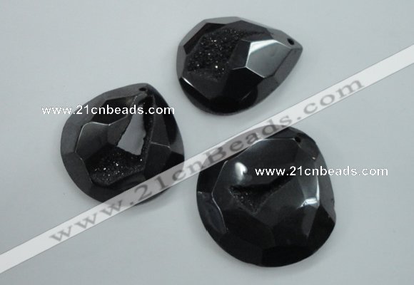 NGP1131 40*45 - 50*55mm faceted teardrop plated druzy agate pendants