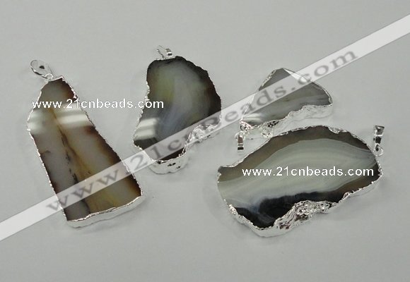 NGP1145 25*35mm - 40*60mm freeform agate pendants with brass setting