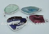 NGP1148 25*35mm - 35*45mm freeform druzy agate pendants with brass setting