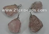 NGP1292 18*30mm – 25*35mm nuggets rose quartz pendants