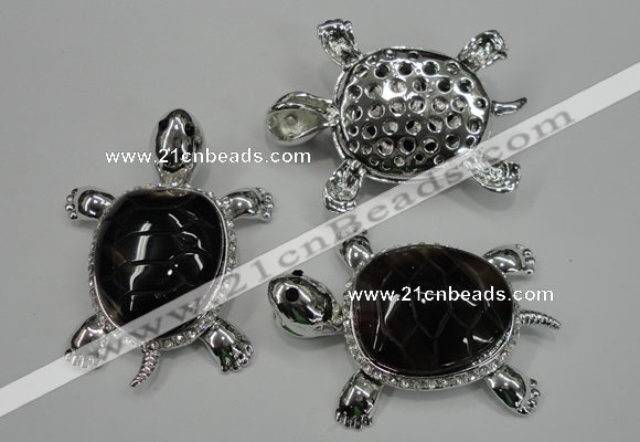 NGP1300 43*60mm tortoise agate pendants with crystal pave alloy settings