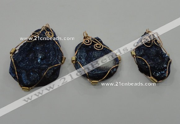 NGP1322 30*40mm - 45*60mm freeform agate pendants with brass setting