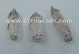 NGP1345 20*45mm - 22*60mm nuggets rose quartz pendants with brass setting