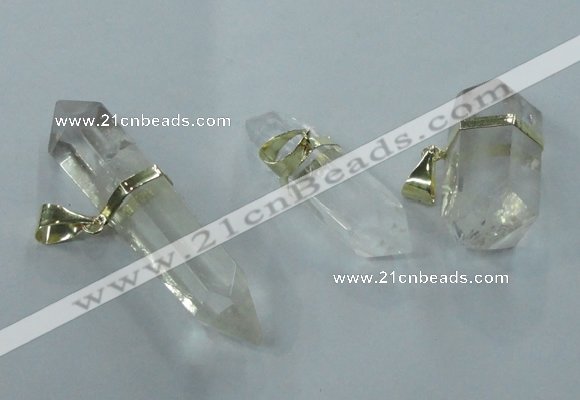 NGP1361 12*35mm - 16*55mm faceted nuggets white crystal pendants