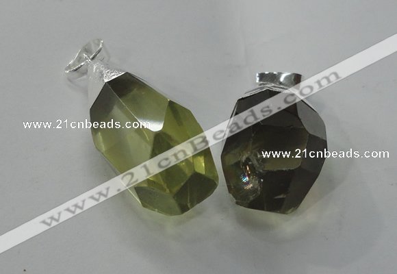NGP1392 15*20mm - 15*30mm faceted nuggets lemon quartz pendants