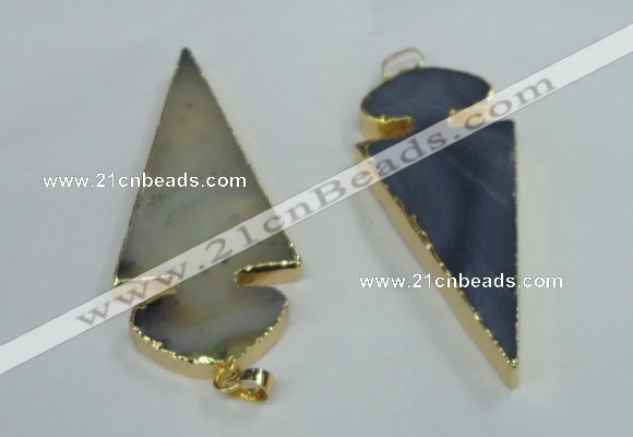 NGP1412 30*65mm arrowhead montana agate pendants wholesale